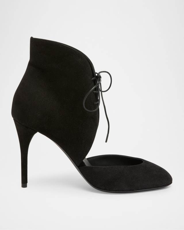 Suede Lace-Up Stiletto Pumps